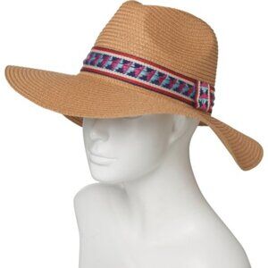 Do Everything In Love / KW Fashion Panama Hat in Camel w/ Aztec-Inspired Band